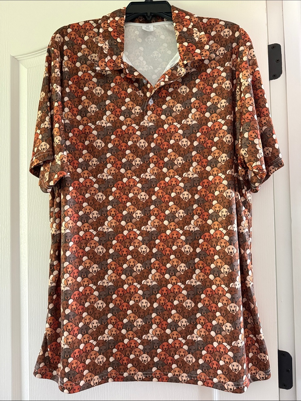 Men's Brown Dachshund Dog-Print Polo Shirt